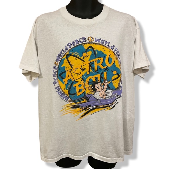 Rare Vintage 1991 Astro Boy World Peace T-Shirt - Picture 1 of 4